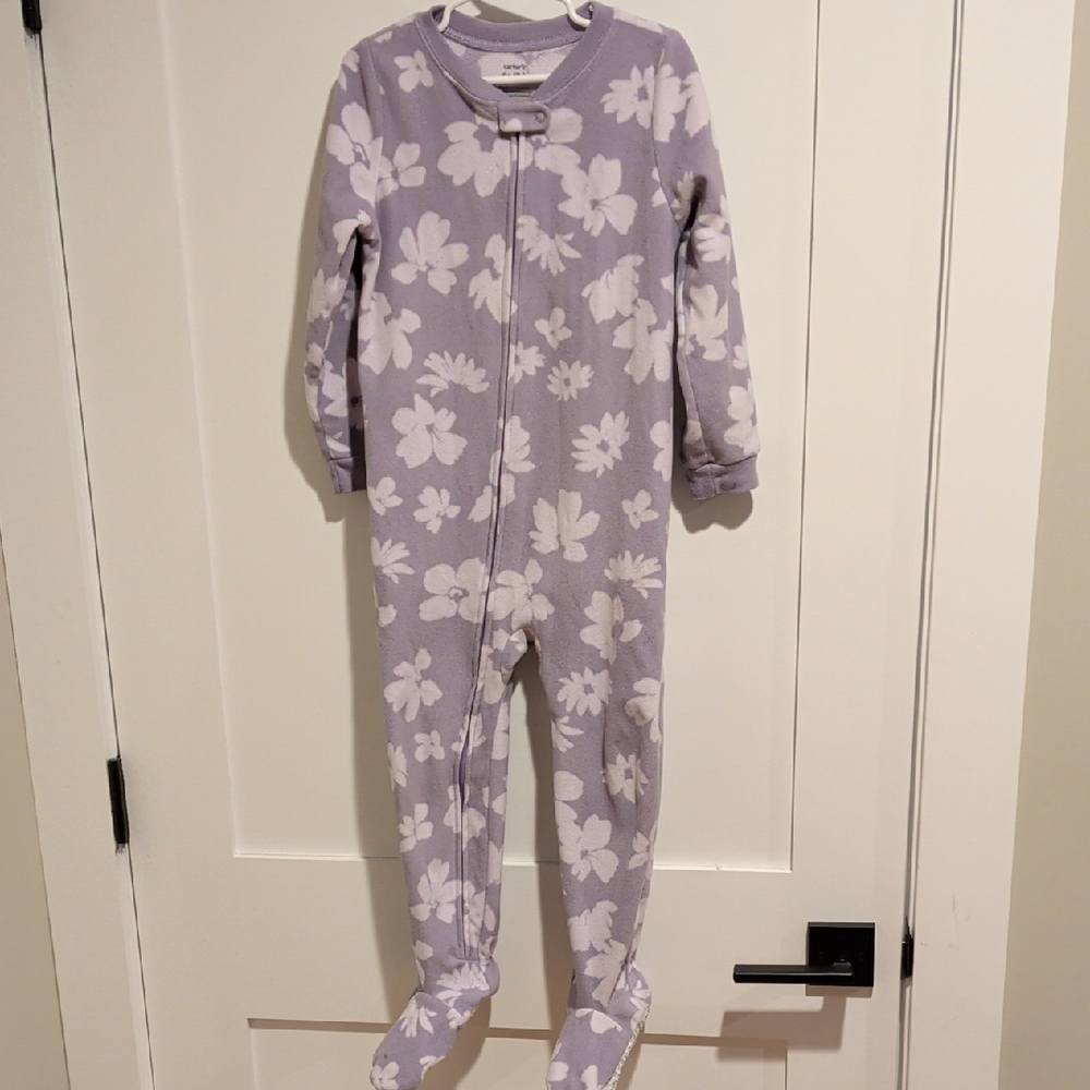 Carter's Lavender Floral Footed One-Piece Pajamas